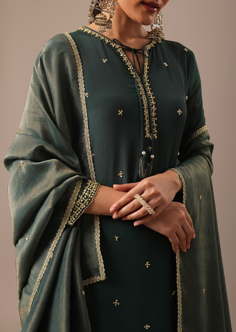 Kurta Set With Hand Embroidered Sequins