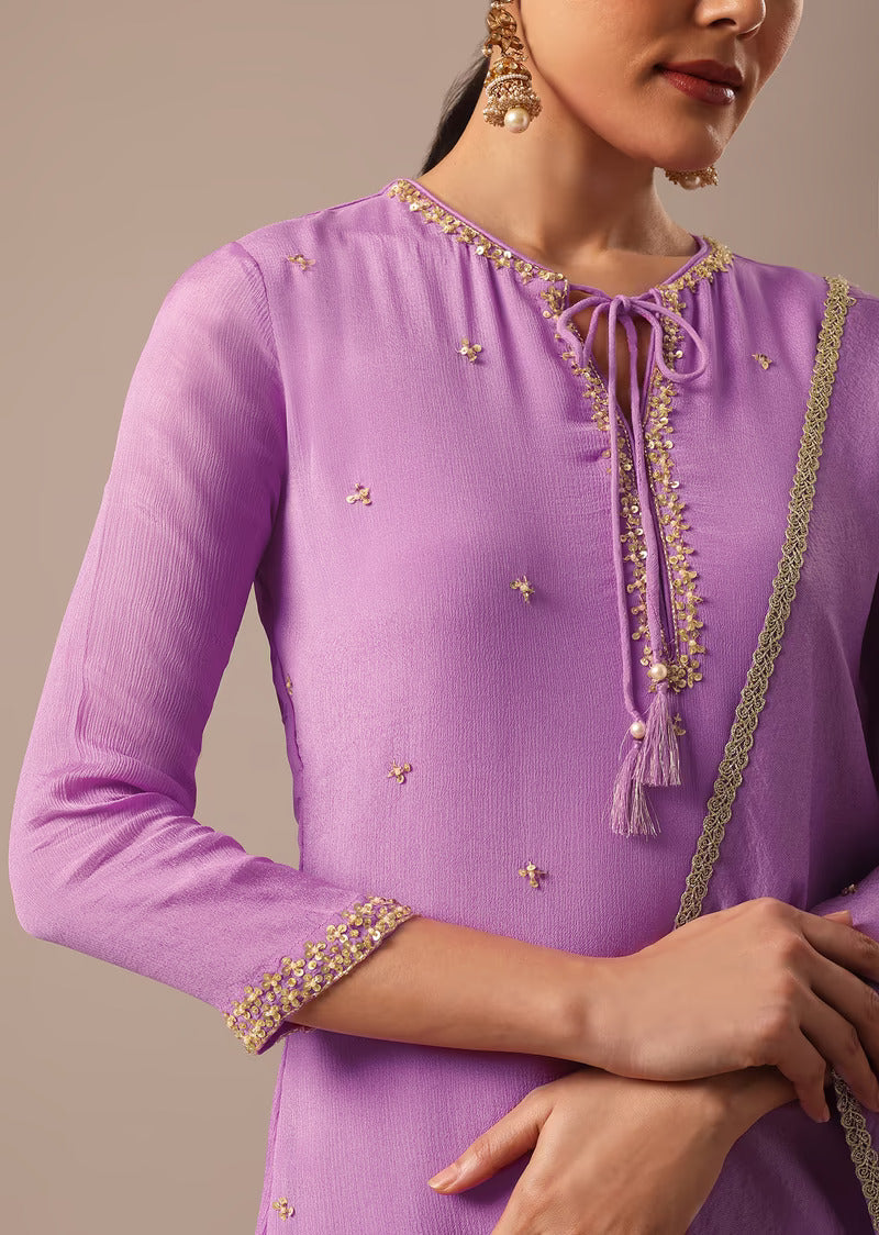 Kurta Set With Hand Embroidered Sequins